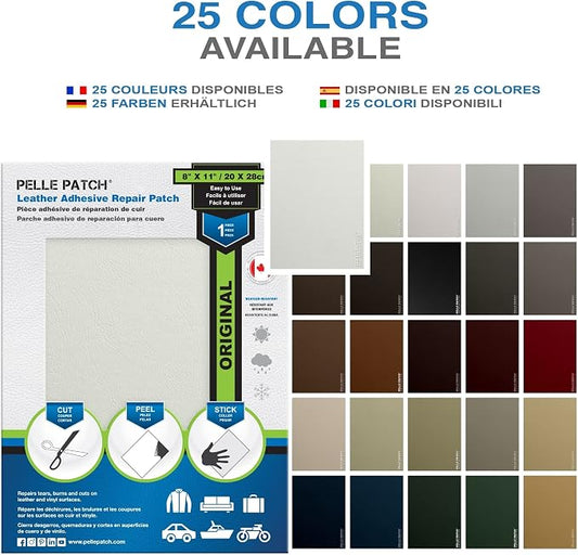 Leather Rip Repair Kit - 25 Colors Available - Original 8x11 - White