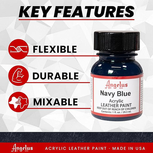 Angelus Acrylic Leather Paint For Shoes, Sneakers, Leather, Canvas, Furniture, and More - 1 fl oz, Navy Blue