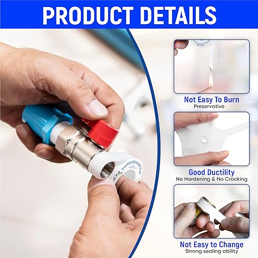 TAPEWELL Professional Grade Plumbers Tape - high Density, Thread sealant Teflon Tape, 1/2 Inch X 520" Inches - Pack of 2