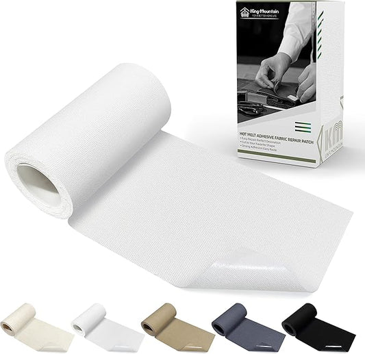 KING MOUNTAIN Canvas Iron on Patch,3"×60",Waterproof 100% Cotton Fabric Repair Patch,Used for Various Sofa,Tent,Clothes,Seats,Suitcases (White)