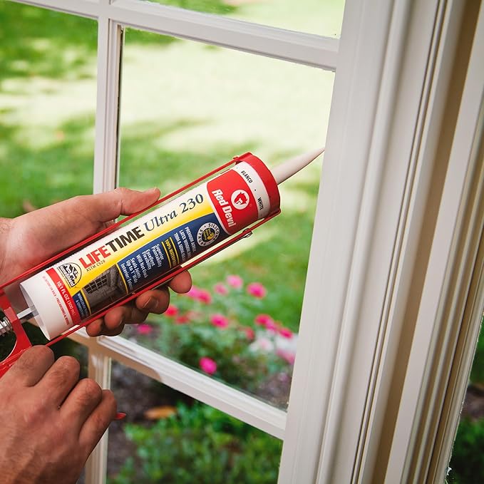 Red Devil 077050 Lifetime Ultra Premium Elastomeric Acrylic Latex Sealant, Gray, 10.1 oz, Pack of 12