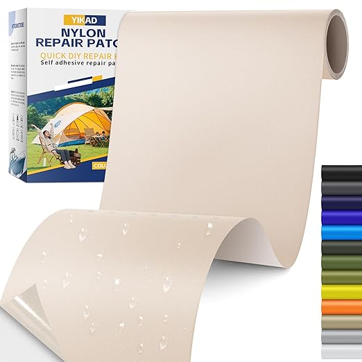 Fabric Repair Tape, Self Adhesive Nylon Repair Patch, Waterproof Outdoor Nylon Tape/Patch Kit for Down Jacket Clothing Tent Awnings Boat Cover Couches Ivory White 4x70 inch