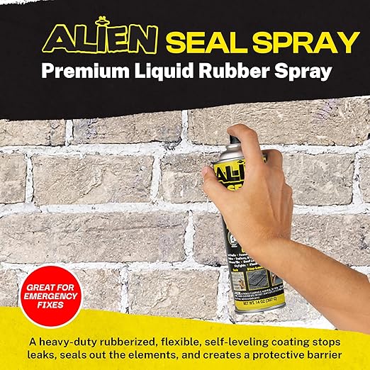 Alien Tape Sealant Spray 2Pk, Waterproof and Air Tight Liquid Rubber Spray Seals, Prevents and Patches Leaks, Protects Surfaces, Works on Most Materials, Long Lasting, Dries Clear - 2 Cans (28 Oz)