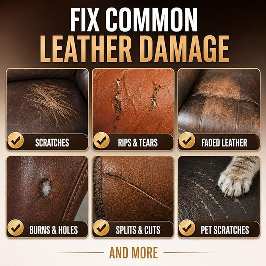 ARCSSAL Brown Leather & Vinyl Repair Kit with 10-Color Matching, DIY Couch & Car Seat Repair, Restore Scratches Tears & Cracks on Genuine Faux Bonded Leather Sofa Furniture