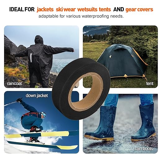 TPU Seam Sealing Tape – Waterproof Heat-Seal Fabric Repair Tape for Tents, Outdoor Gear, and Apparel, 0.79 in x 10.94 yd, Black
