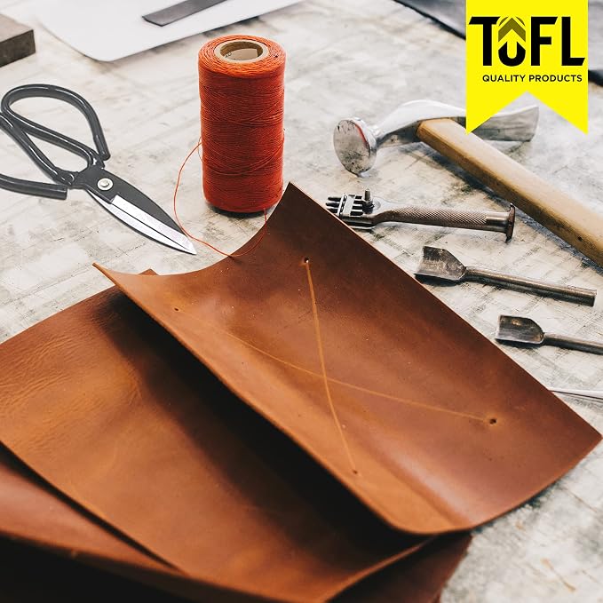 TOFL Genuine Leather Strap, Top Grain Cowhide Craft Strip – Beige (4 Pack) | 72" L x 3/8" W x 1/8" Thick | Suede Backing | Leather Craft Supplies | Easy to Cut & Stitch | DIY Projects & Repairs | 7–8 oz