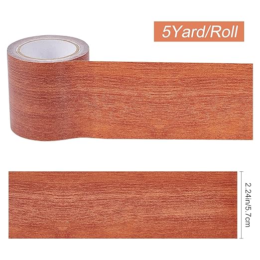 GORGECRAFT 2.2 Inch x 15Ft Wood Textured Adhesive Repair Tape Self Adhesive Patch Realistic Wood Grain Repair Tape High-Adhesive Repair Tape Simulation for Desk Chair Door Furniture(Sienna)