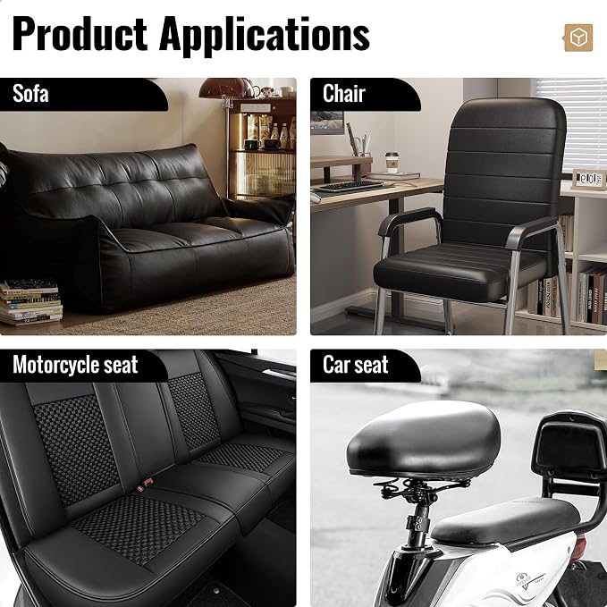 MOJOTORY Leather Repair Patch, Black, 4 x 60 Inches | Soft Touch Leather Repair Tape, Invisible Repair, Large Size, Vinyl Repair Patch for Furniture Couch Sofa Office Chair Seat