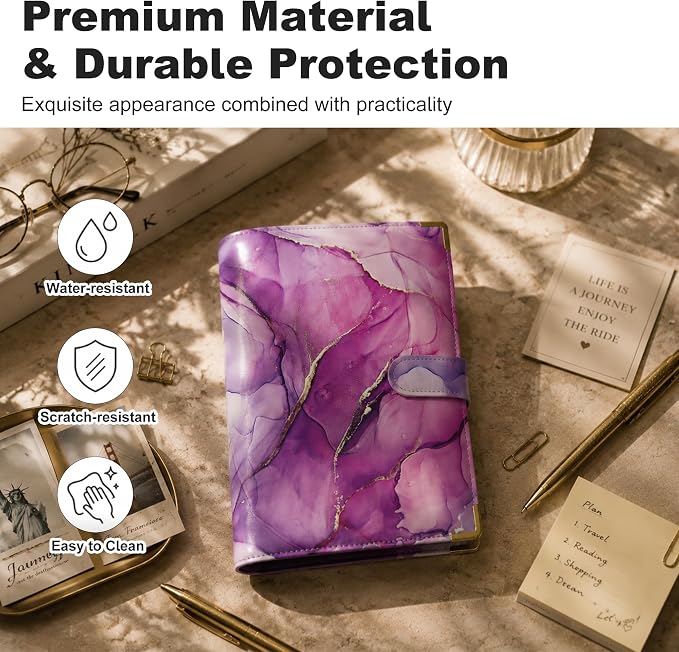 Convend A5 Kpop Photocard Binder,6 Ring Refillable Binder Album with 240 Card Slots,PU Leather Cover,Magnetic Closure for K-pop Photocards,Trading Cards,Game Cards,Marble Purple