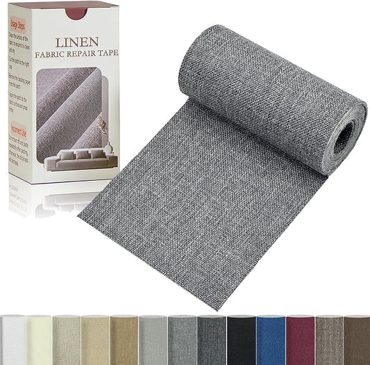 Gheeidau Linen Repair Tape 4x70 Inch Self-Adhesive Couch Patch Repair Fabric Patch for Furniture,Sofas,Cushion,Chairs,Bags,Linen Goods(Grey)