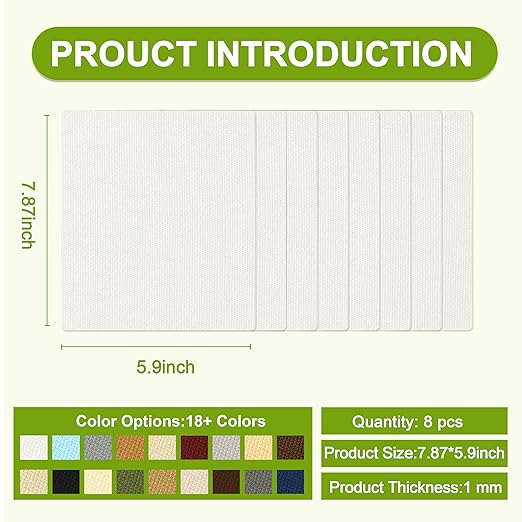 Besezx Canvas Repair Patch,Outdoor Gear Patch,7.87x5.9 Inches 8PCS,Waterproof Self-Adhesive Fabric Repair Tape for Repairing Boat Covers,Sun Shades,Sofas,Tents,Lounge Chairs,Awnings (Off White)
