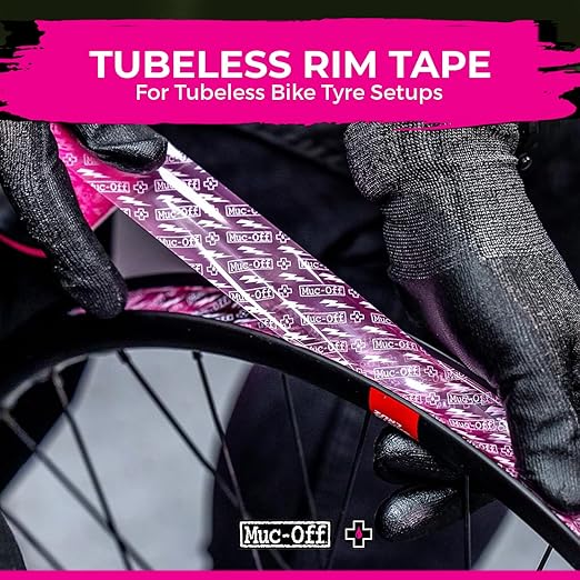 Muc-Off Tubeless Rim Tape 35mm (Pack of 2) - 10m Roll with 4X Seal Patches | Pressure-Sensitive Adhesive for Tubeless Bike Tyre Setups | Fits Road, CX, Gravel, MTB & Plus Rims