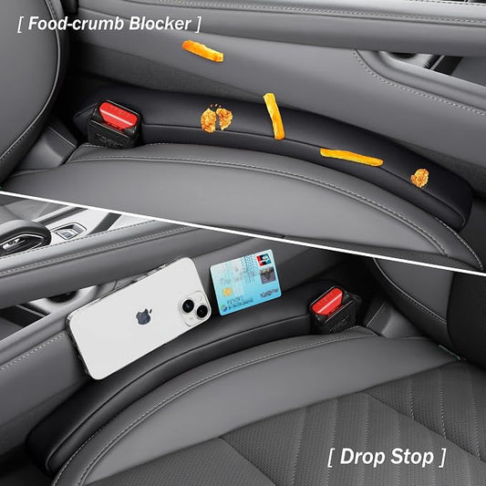 Car Seat Gap Filler 2 Pack, Faux Leather Strip/Plug Console Blockers for Cars, Trucks, SUVs, Adjustable Width 1.4–2.4 Inch, Universal Fit Prevents Items Falling Between Seats