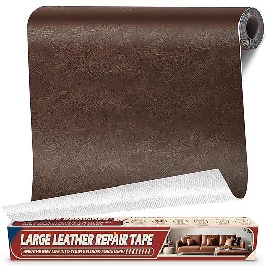 Leather Repair Tape Patch, 17" x 79" Self Adhesive Leather Patches for Furniture,Vinyl Repair Kit for Car Seat, Couch, Chairs, Boat Seat, Sofa Classic Coffee
