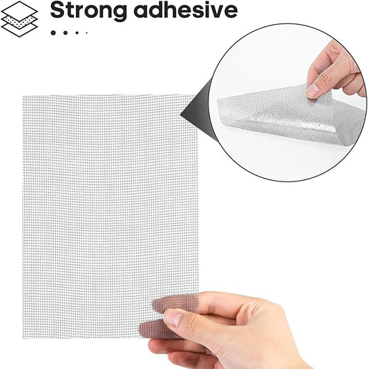 Secopad 5" x 7" Grey/Black Screen Repair Kit, 6 PCS Window Screen Patch Repair Tape for Mesh Window Door, Strong Adhesive Fiberglass Mesh Patch Tape
