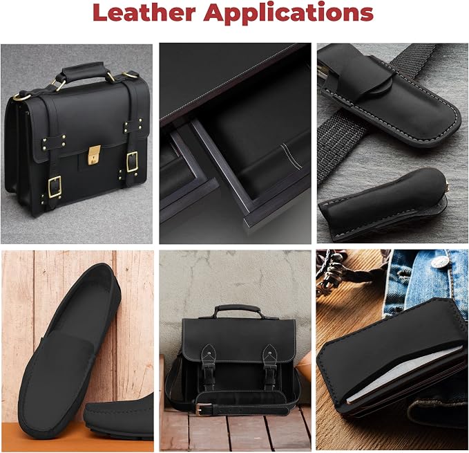 ELW Crazy Horse Leather 5-6 OZ (2-2.4mm) | Black | Pre-Cut 12"x24" 2 PCS | Full Grain Cowhide Handmade Leather for DIY, Crafts, Sheaths, Sewing, Workshop