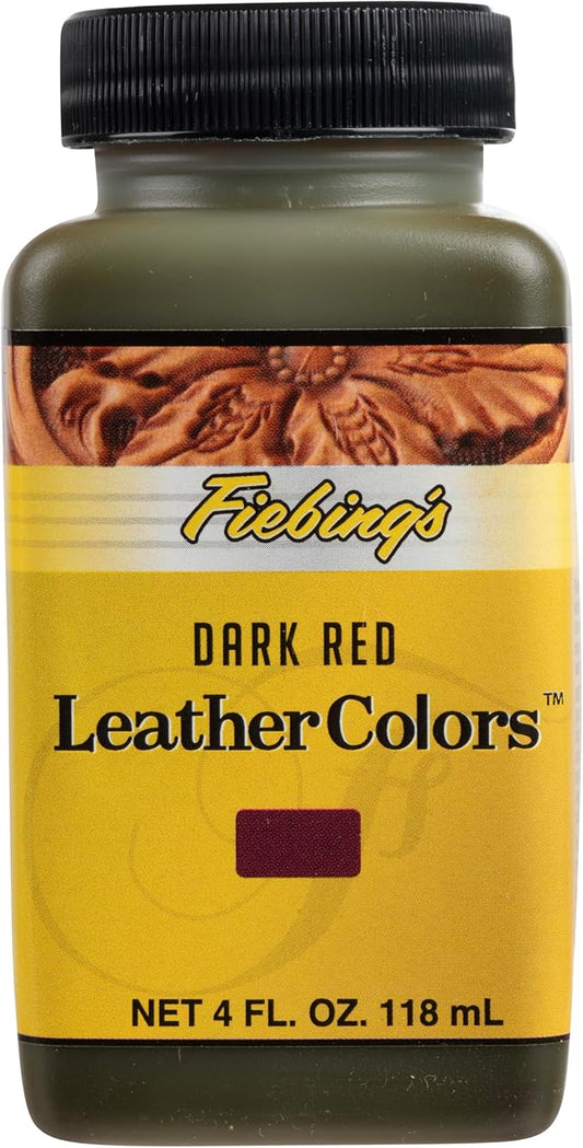 Fiebing's LeatherColors (4 Fl Oz, Dark Red) - Leather Dye for Natural Leather - Water-Based, Non-Flammable Formula - Permanent & Penetrating Color for Shoes, Boots, Furniture - Safe for Institutions