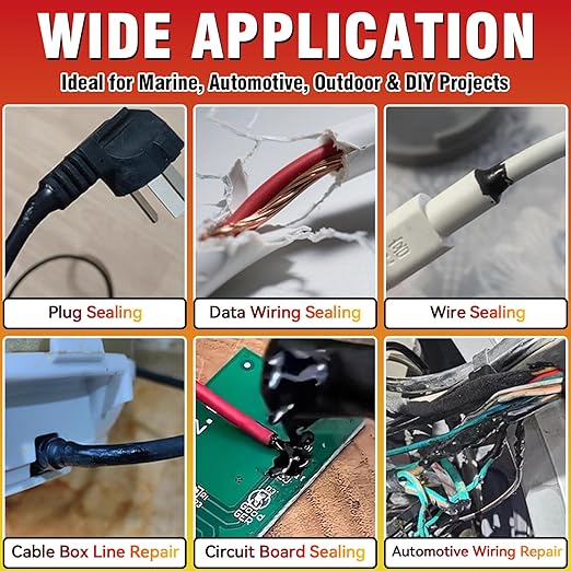 Liquid Electrical Tape, Quick Drying Insulating Electrical Glue, Black Waterproof Wire Glue, High Temperature Resistant; Ideal for Wire Equipment Repair, Automotive, Marine, and Home Use, 4OZ