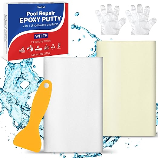 Epoxy Putty - 8oz/227g AB Epoxy Putty for Underwater, Multi-Purpose Pool Puty Filler - Fast Repair Sculpt Clay Fix Cracks Leaks for Bonding Wood, Metal, Tile, Concrete, Ceramic(White)