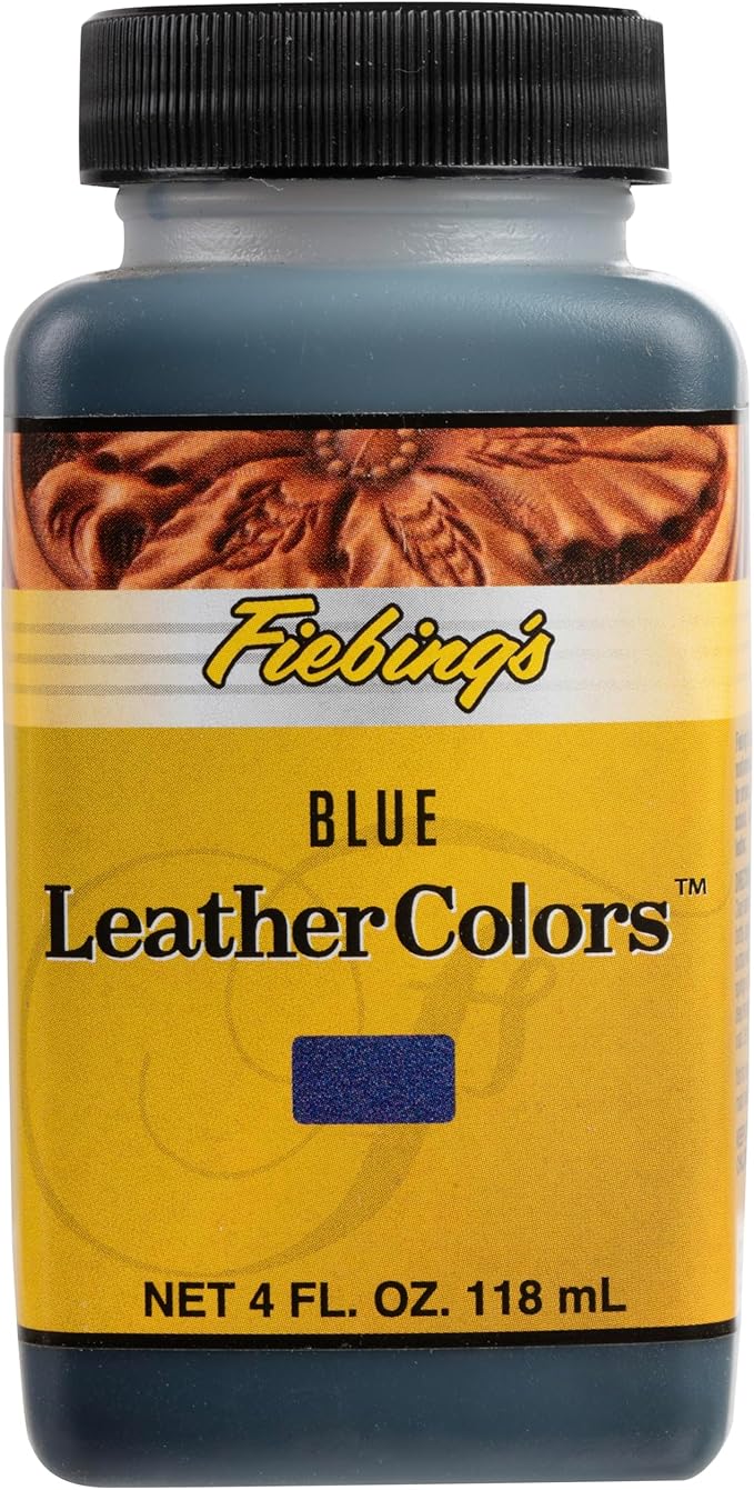 Fiebing's LeatherColors (4 Fl Oz, Blue) - Leather Dye for Natural Leather - Water-Based, Non-Flammable Formula - Permanent & Penetrating Color for Shoes, Boots, Furniture - Safe for Institution Use