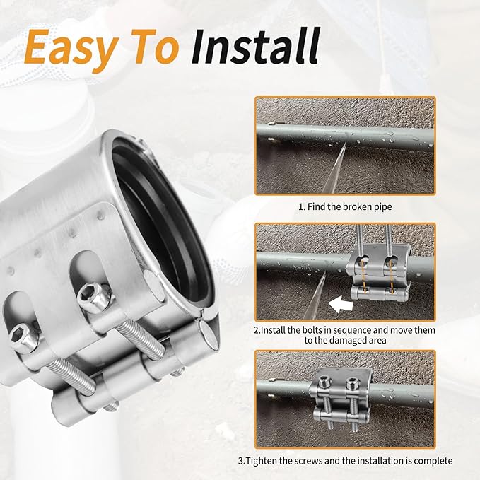 Pipe Repair Clamp Kit-3/4 Inch(26-29mm) High Pressure Resistant Pipe Coupling Clamp for Plastic&Metal Pipes, Emergency Duty Leak Sealer with Stainless Steel, Quick Fix for Water/Gas/Oil Lines
