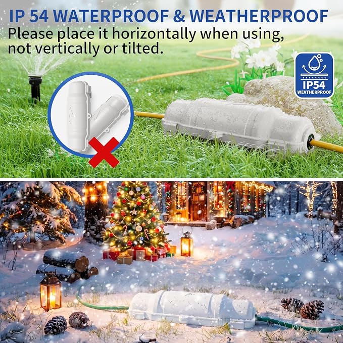 3 Pack Outdoor Extension Cord Safety Cover with Waterproof Seal IP54 Water-Resistant, Weatherproof Electrical Connection Box with 2 Latches, Plug, Socket, Holiday Decoration Light, White