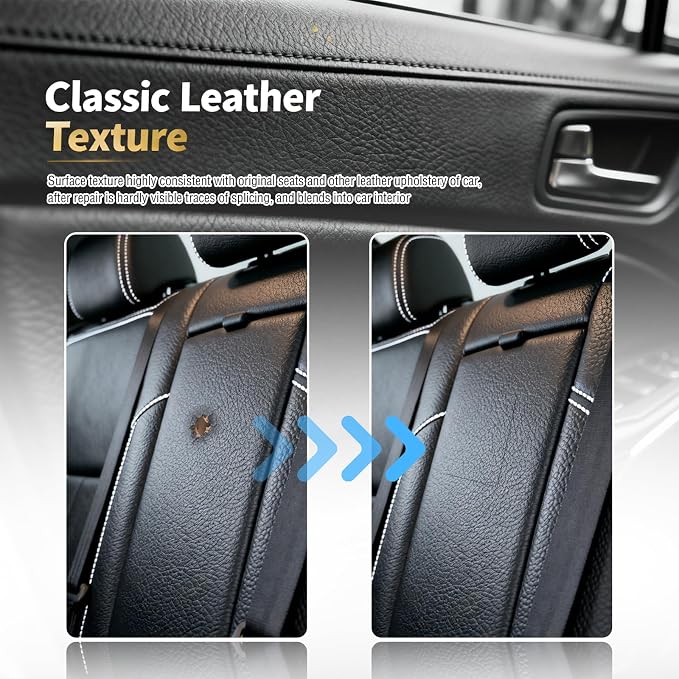 2PCS 8×4 Inch PU Leather Patch for Car Seat Repair,Self-Adhesive Leather Repair Patch Tape Vinyl Repairs Kit,Portable Car Leathers Repairs Kit (Gray)