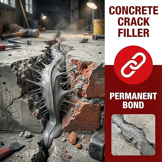 Concrete Crack Filler 6-Pack 6.6LB Grey, Self-Leveling High Elasticity Cement Sealant, Waterproof Repair Caulk for Driveway, Patio, Sidewalk, Garage, Basement– Professional-Grade Durability
