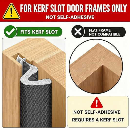 40 Feet Door Weather Stripping, Kerf Weather Stripping for Doors with Groove, Kerf Door Seal for Large Gap and Easy Installation(40, Black)