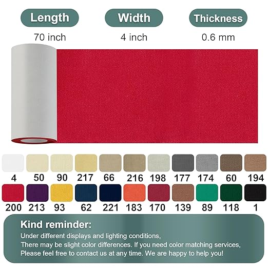 Linen Canvas Repair Tape, 4×63 Inches Red Waterproof Self-Adhesive Patch for Outdoor Gear, Durable Fabric Tape for Boat Covers, Tents, Couch,Sofas, Sun Shades, Awnings, and Lounge Chairs