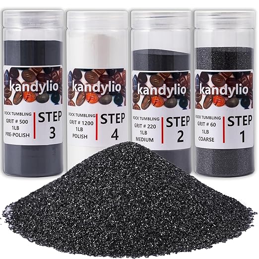 4 Pounds Rock Tumbler Grit Kit Polish Upto 30LBS Rocks Silicon Carbide & Aluminum Oxide Polishing and Tumbling Abrasive Media for Any Rock Tumbler Polisher