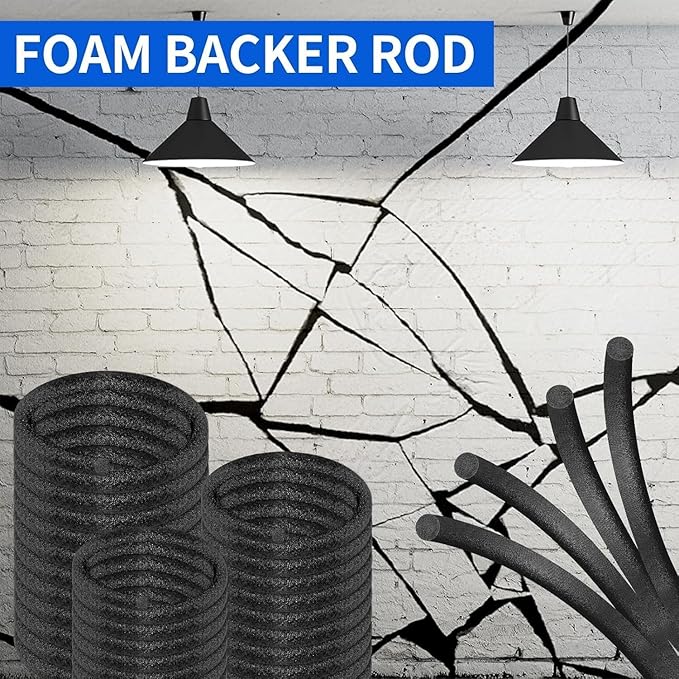 Backer Rod Foam Gap Filler Crack Filler for Concrete Repair Caulk Saver Backing Rod Concrete Expansion Joint Rope Caulk for Sealing Gaps, Expansion Joints, Crack Filling (Black, 1/2 Inch x 100 Feet)