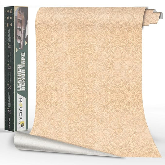 Leather Repair Tape, 16x40 inch Leather Patches for Furniture, Self Adhesive Leather Repair Patch for Sofas, Couches, Leather Covers, Seats, Chairs, Vinyl Repair Tape Retro Beige Yellow