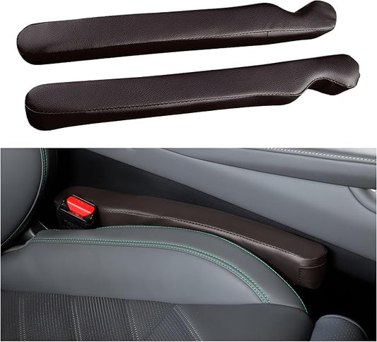 Car Seat Gap Filler, 2PCS Soft Foam Leather Vehicle Seat Crevice Blocker Stop Things from Dropping, Automotive No Drop Plug Guard Gap Stopper, Universal for Truck SUV RV (Coffee)