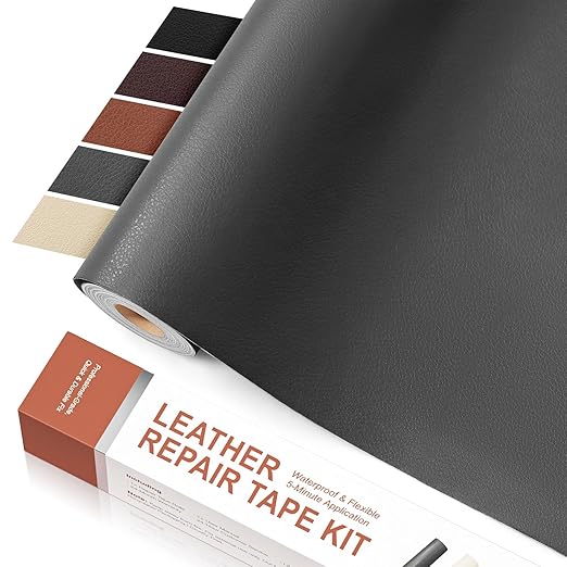Leather Repair Tape, self-Adhesive Leather Repair Patch, for car seat Repair, Suitable for Sofas, Furniture, Seats, Strong Adhesive Leather Repair Tape (Gray, 15.7 x 59in)