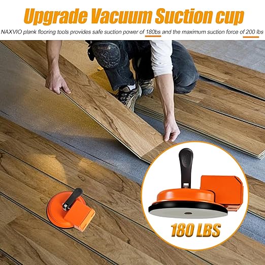 Floor Gap Fixer Tool with Vacuum Suction Cup & 6 PCS Sticky Pads, Heavy Duty Plank Grabber for Laminate Vinyl Flooring Gap Repair, Wood Flooring Installation Kit for Filling Floor Gaps