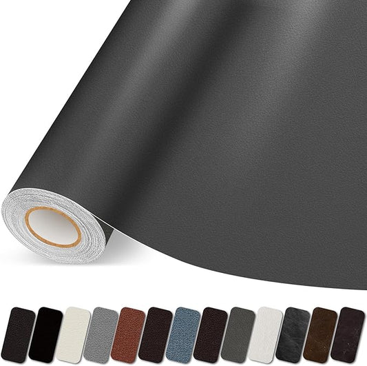 Leather Repair Patch, Self Adhesive Leather Repair Tape, Large Vinyl Patch Kit for Couches, Sofa, Furniture, Car Seats, Office Chairs, Cabinets, Handbags（Dark Grey, 3.5X79 Inch）