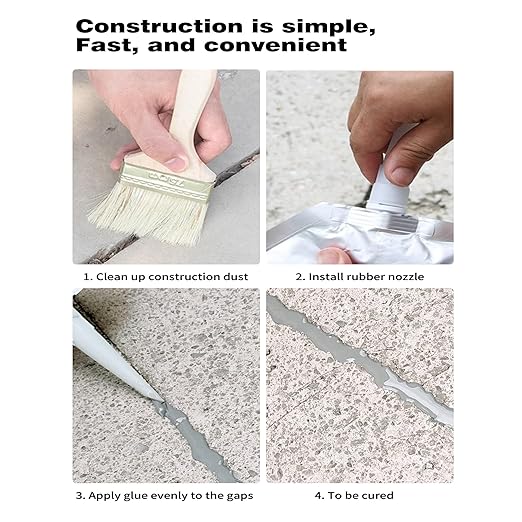 Concrete Crack Filler and Sealant, Quick Drying High Elasticity Cement Crack Filler, Waterproof Repair, Self-Leveling Concrete Slab Repair for Driveway, Patio (Gray, 35.27 OZ)