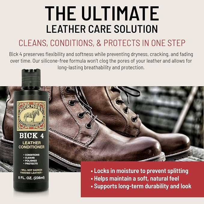 Bickmore Bick 4 Leather Conditioner and Leather Cleaner 2 oz - Will Not Darken Leather - Safe for Apparel, Furniture, Jackets, Shoes, Auto Interiors, Bags & Accessories