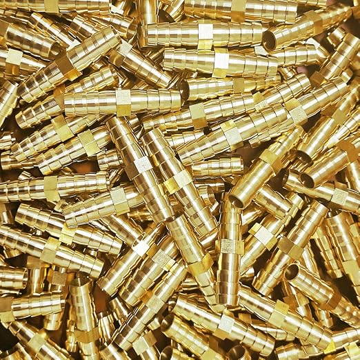 Da by 6 pcs 3/8"(10mm) Barb Splicer Mender Hose Brass Barb Fitting with 12 pcs Stainless Steel Pipe Clamps for Water/Fuel/Air