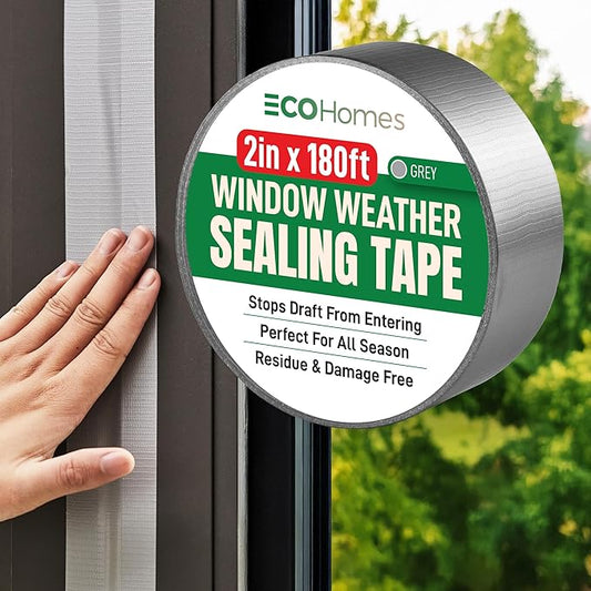 ECOHomes Window Weather Sealing Tape | Winter Weather Stripping Tape to Block Cold Drafts Through Window Gaps and AC Units, Insulation Seal and Draft Blocker for Home (2 Inch by 180 FT, Grey)