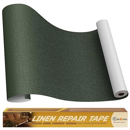Linen Repair Tape 16x90 inch, Self Adhesive Fabric Patches, Couch Repair Patch Kit, Fabric Repair Tape for Furniture, Sofas, Carpet, DIY, Headboards, Chairs, Pillows, Linen Goods - Army Green