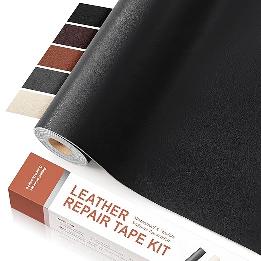 Leather Repair Tape, self-Adhesive Leather Repair Patch, for car seat Repair, Suitable for Sofas, Furniture, Seats, Strong Adhesive Leather Repair Tape (Black, 7.87x 85in)