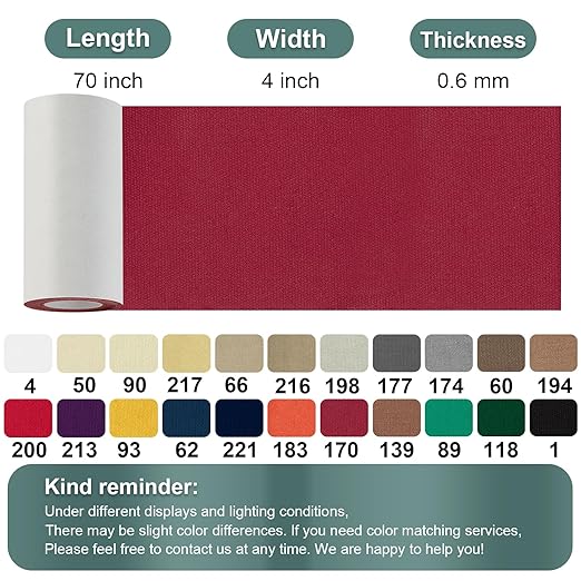 Linen Canvas Repair Tape, 4×63 Inches Claret Waterproof Self-Adhesive Patch for Outdoor Gear, Durable Fabric Tape for Boat Covers, Tents,Couch,Sofas, Sun Shades, Awnings, and Lounge Chairs