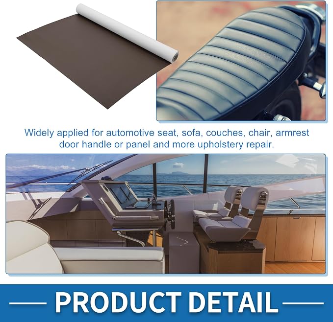 Self Adhesive Leather Repair Patch Strong Stickiness 60"x16" Leather Repair Tape PU Leather Deep Brown 1 Pcs