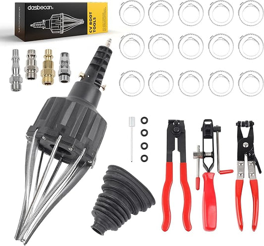 Dasbecan Universal Pneumatic CV Joint Boot Tool Expander Rod Spreader Installation Removal Tool Kit with 3Pcs Universal Auto CV Joint Boot Clamp Pliers Tool Set (Black)