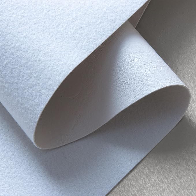 Faux Leather Fabric Sheet, 36 x 54 Inches, Texture Synthetic Material for DIY Crafts, Leather earings,Upholstery, Automotive, Sofa Projects Individual 1 Yard Cut (White, One Yard)