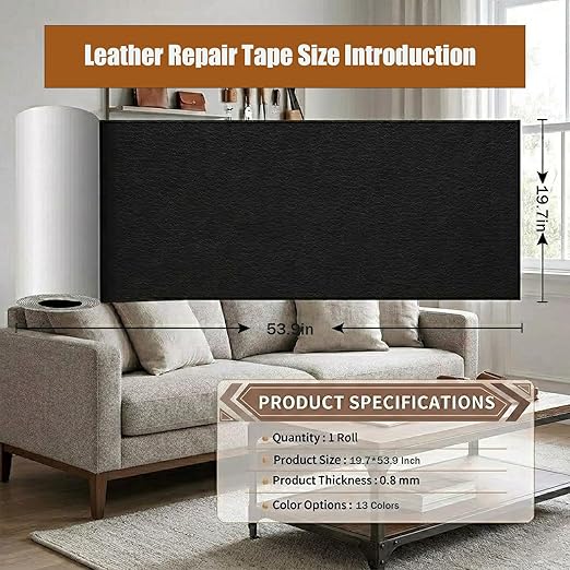 Leather Repair Patch Tape, 19.7 x 53.9 Inch, Self-Adhesive Leather Repair Patch for Furniture, Sofa Seating, Car Seats, Handbag, Waterproof & Durable (Burgundy)