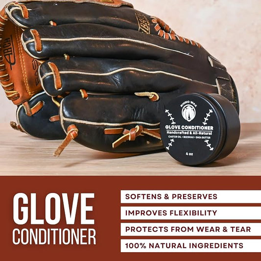 Rhino Wax Baseball Glove Conditioner for Leather - Break in, Protect & Care | Conditions, protects and helps restore dry baseball gloves while preserving softness, flexibility and long-term performance.