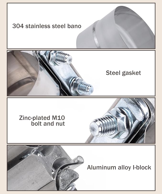 bylikeho Exhaust Clamp,Car Accessories 4" 3" 2.5" 5" 3.5" 2.75" Lap Joint Exhaust Band Clamp Sleeve Coupler,Stainless Steel Exhaust Pipe Clamp for Exhaust System,Exhaust Tubing Connection (4")